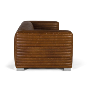 Sofá de piel de 3 plazas - 67 x 220 x 98 cm