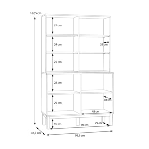 Vaisselier décor chêne et gris clair vitré 163 cm 4 portes - PENNY