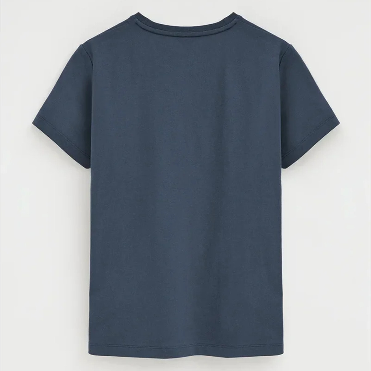 Camiseta azul denim de manga corta y cuello redondo con bordado Rigby Go