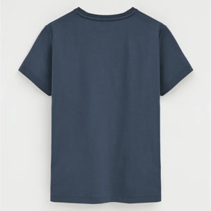 Camiseta azul denim de manga corta y cuello redondo con bordado Rigby Go
