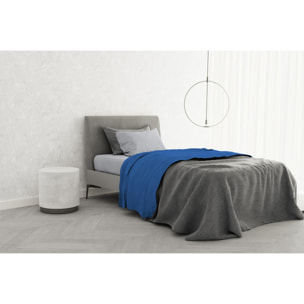 COMPLETO LETTO TRENDY CHIC MADE IN ITALY COTONE- BLU ROYAL SINGOLO