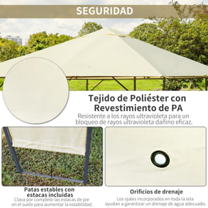 Carpa Cenador Jardín de Acero y Poliéster 3x3x2,6 m Crema