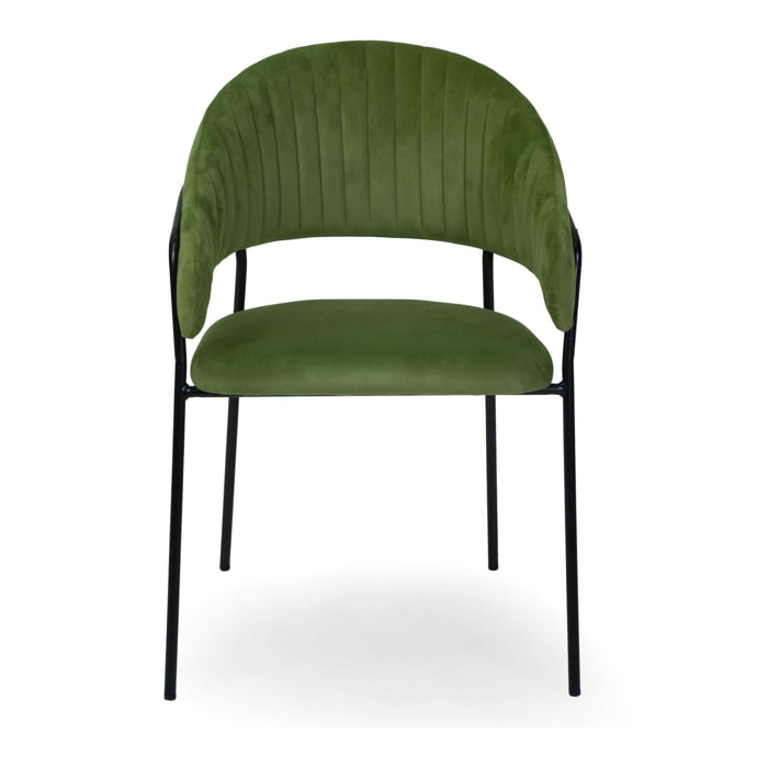 Poltrona Chloe Vacchetti in velluto verde con struttura nera cm59x51h83,5