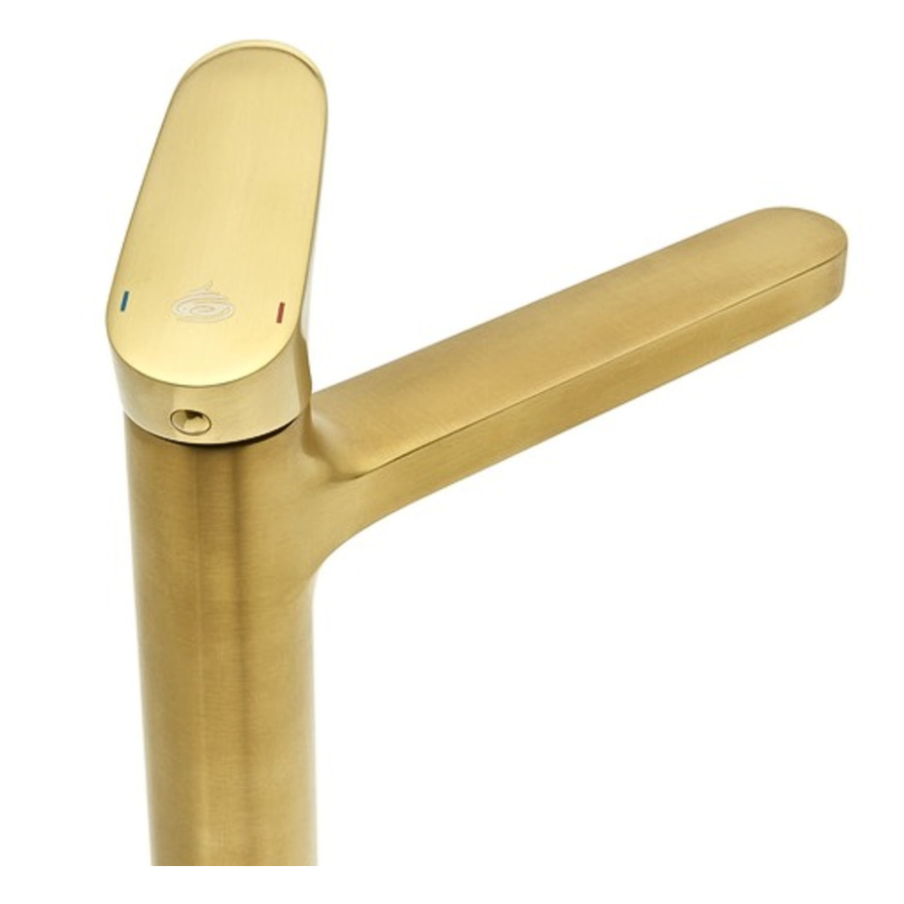 DARK mitigeur lavabo XL, or brossé + Ceramia PixL 50x37,5x13,5 cm vasque à poser, sans trop-plein, blanc (SAT285PBZCEPX4937)