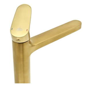 DARK mitigeur lavabo XL, or brossé + Ceramia PixL 50x37,5x13,5 cm vasque à poser, sans trop-plein, blanc (SAT285PBZCEPX4937)