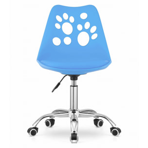 Sedia girevole PRINT blu per bambini e ragazzi con decoro a zampe