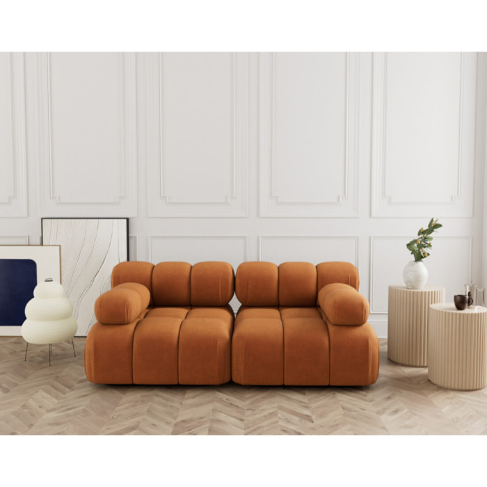Ruby - canapé droit modulable 2 places en velours texturé - Terracotta