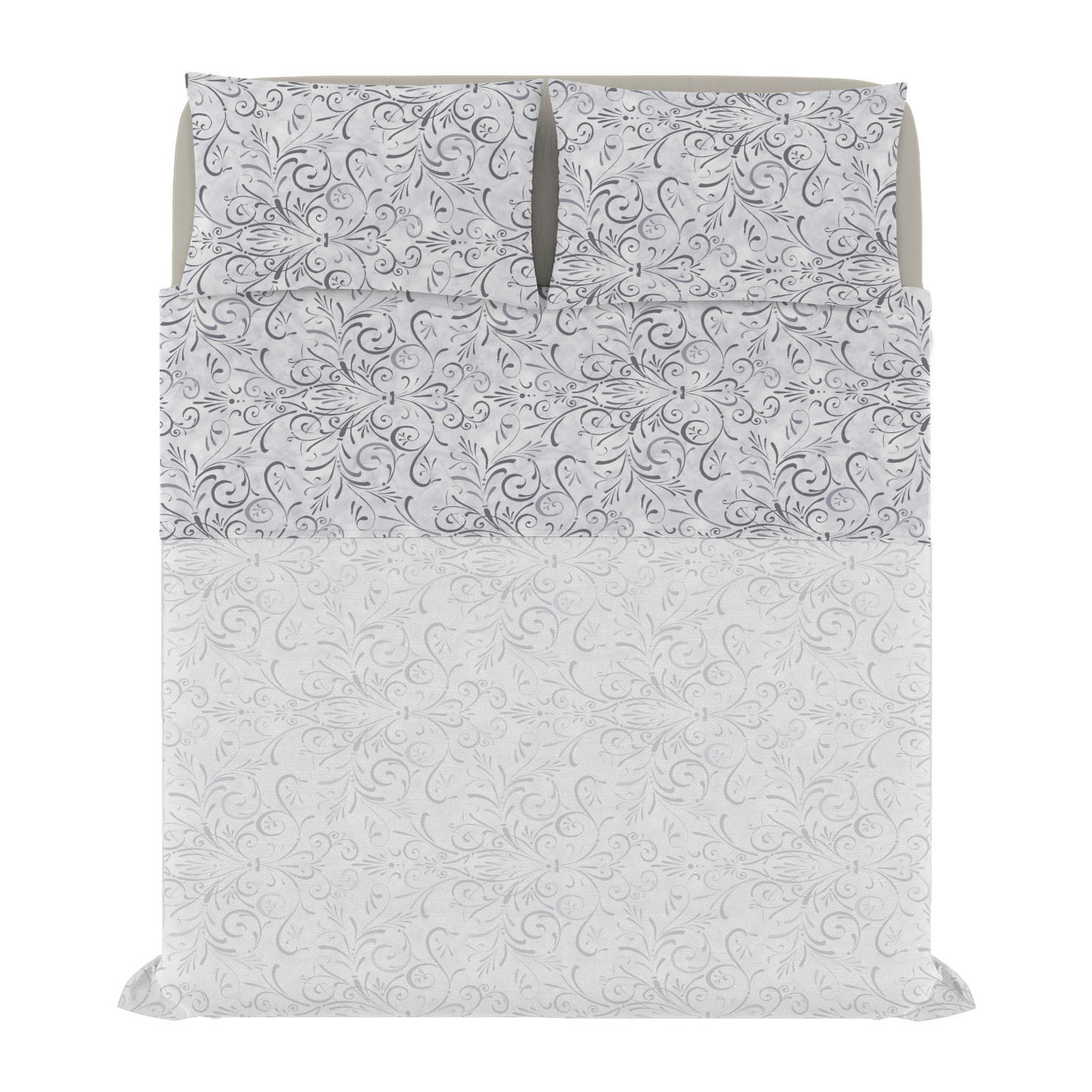 COMPLETO LETTO FANTASY, 100% Microfibra - ORNATO GRIGIO