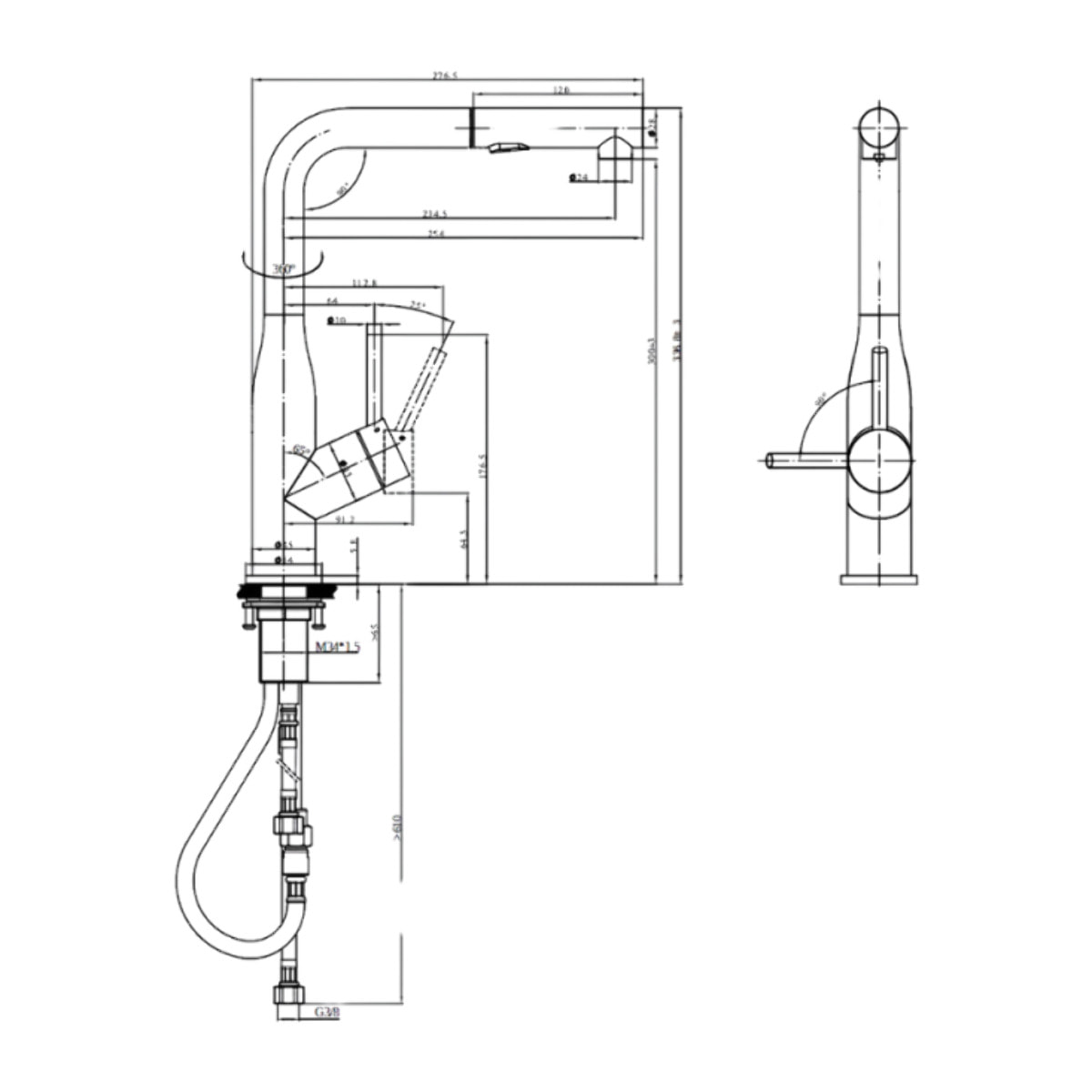 Robinet de cuisine avec douchette VILLEROY & BOCH Subway Style Shower Noir mat