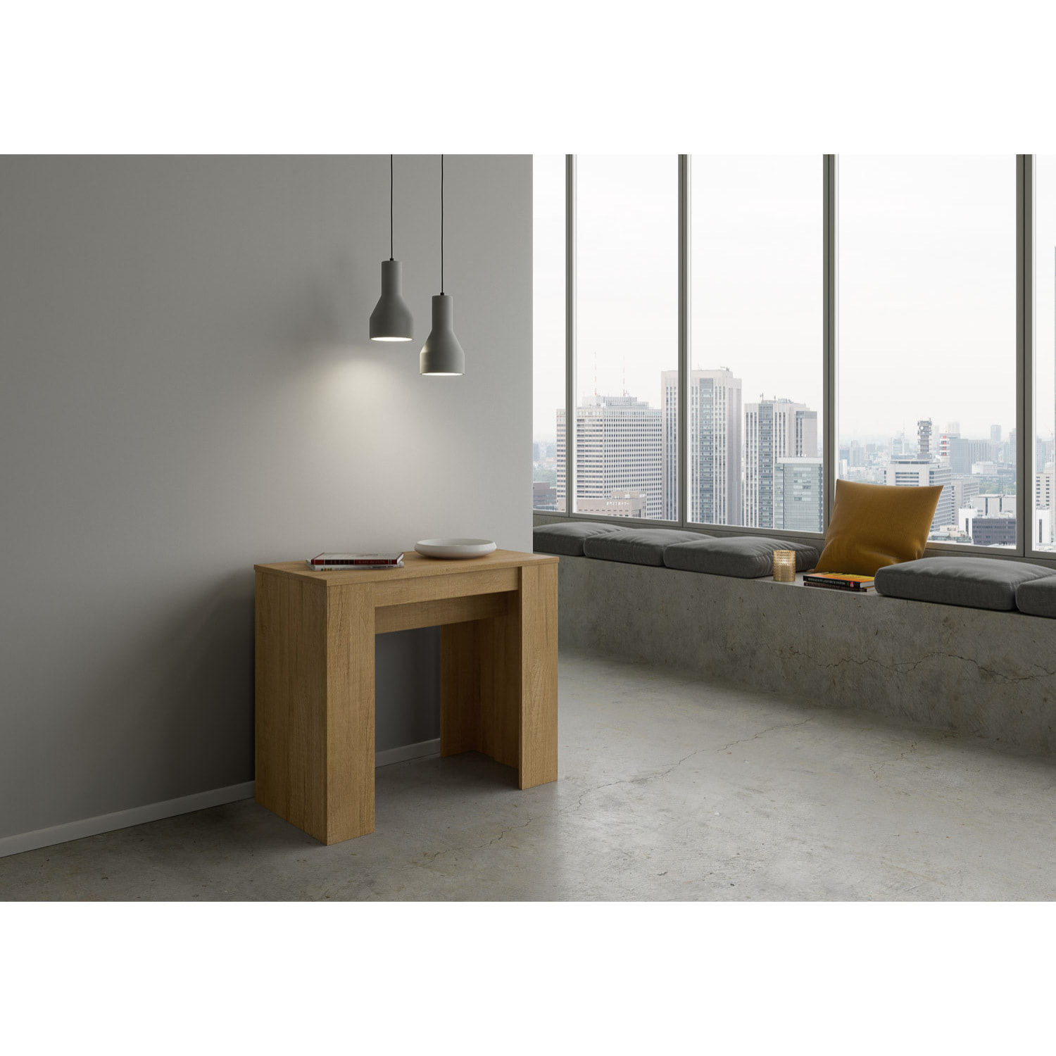 Console Basic Small cm.90x48 (extensible à 204) Chêne Nature