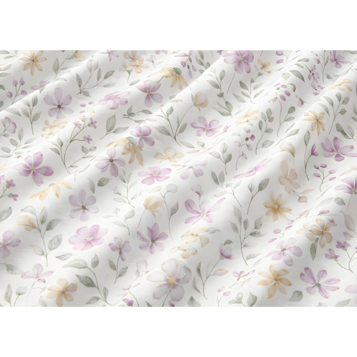 Parure Copripiumino 100% Cotone Made In Italy Fantasia Floreale Disegno Primavera Rosa