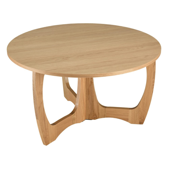 SYA - Table basse ronde D80 décor et chêne naturel pied ajouré