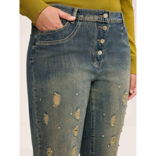 Fiorella Rubino - Jeans Barrel efecto stone washed - Azul