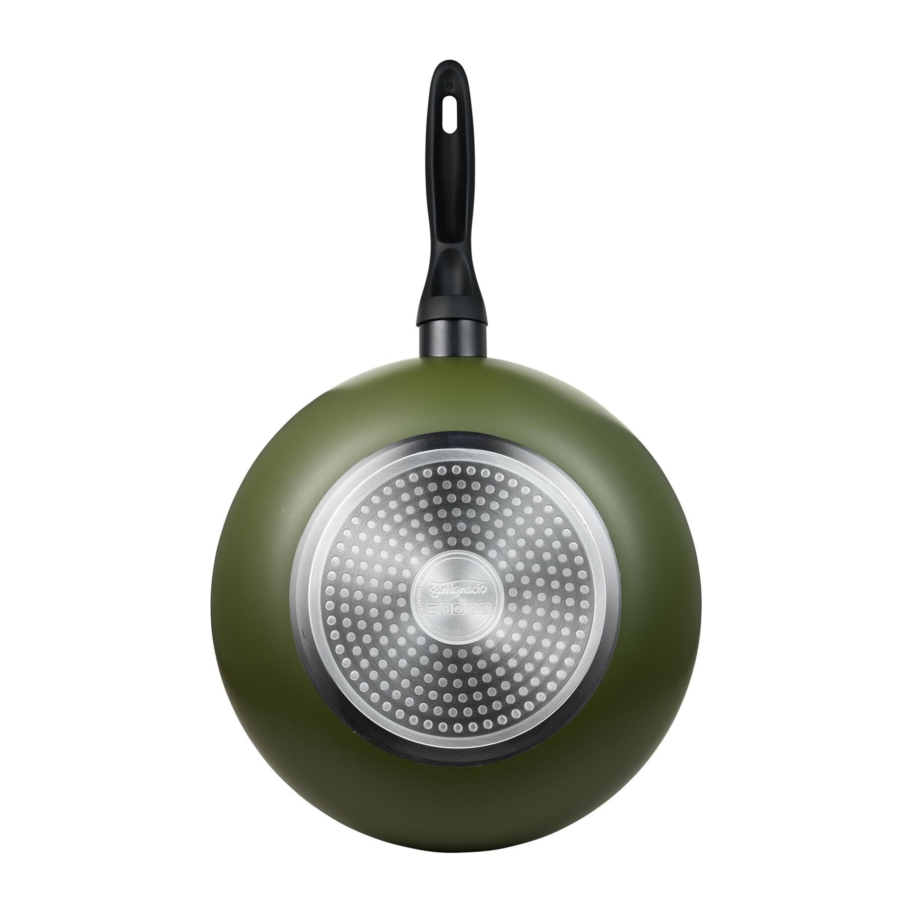 Wok ø28x7,5 cm en aluminio prensado verde, antiadherente y ligera para cocina diaria expert san ignacio