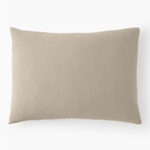 Paire de Taies d'oreiller gaze de coton ecru naturel