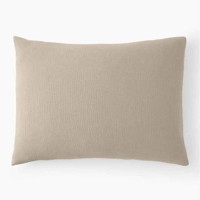 Paire de Taies d'oreiller gaze de coton ecru naturel