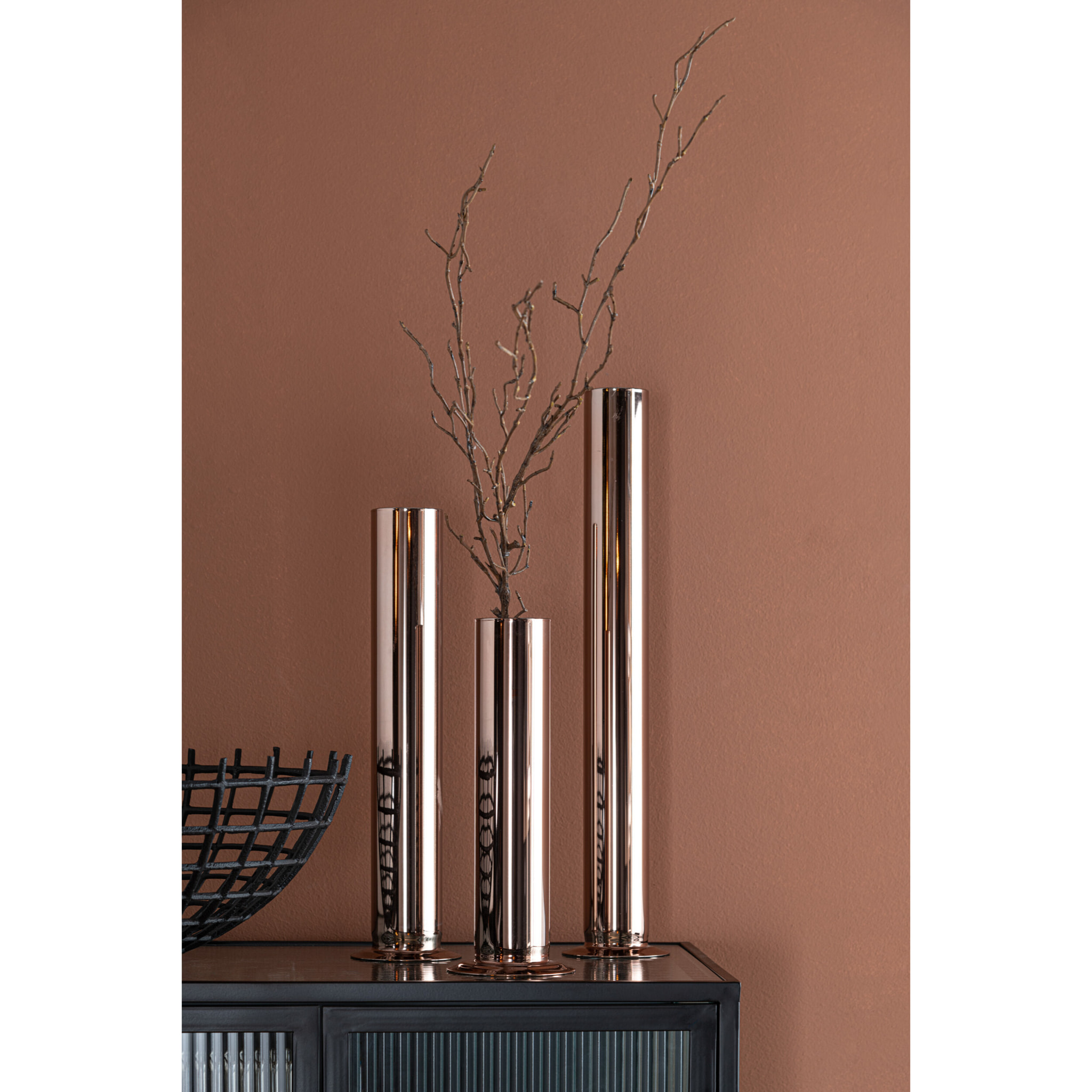 J-Line vase Tube - verre - cuivre - small - 26 cm de hauteur