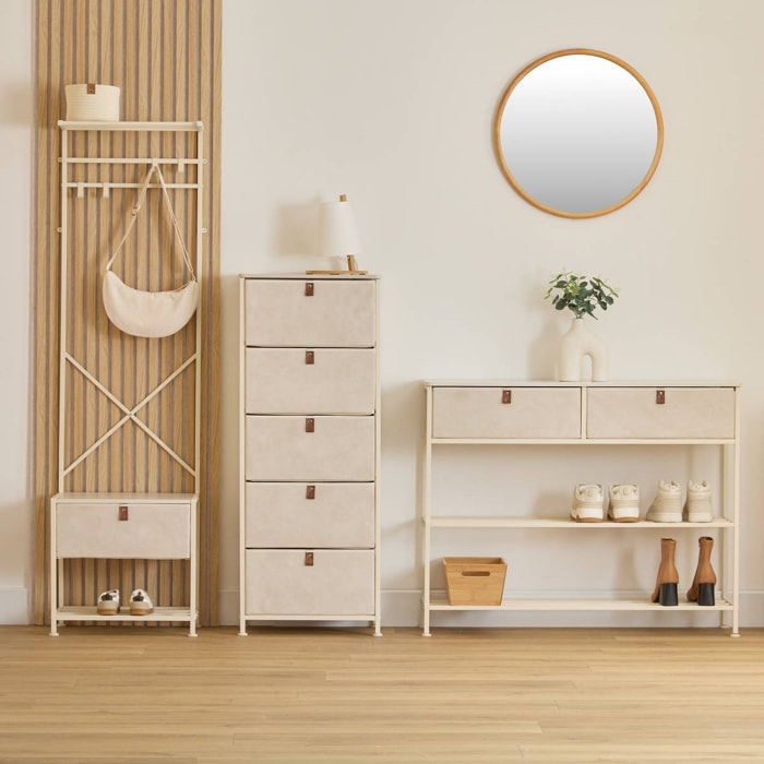 Dressing Tissa 4 patères 1 tiroir beige