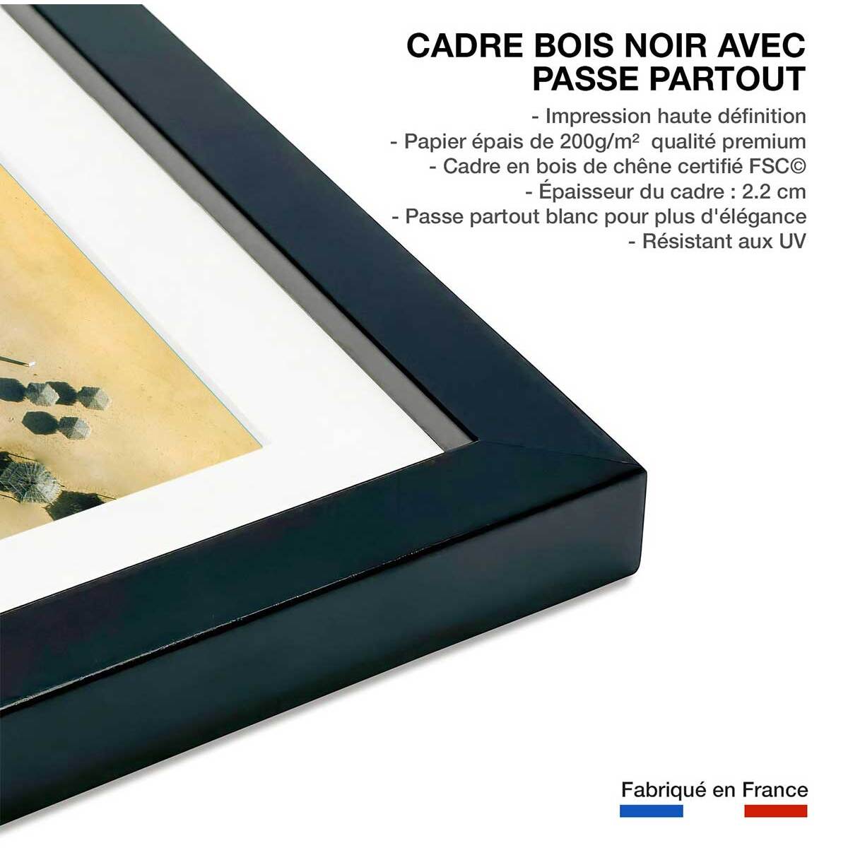 Poster paillote du pacifique Affiche sous cadre noir