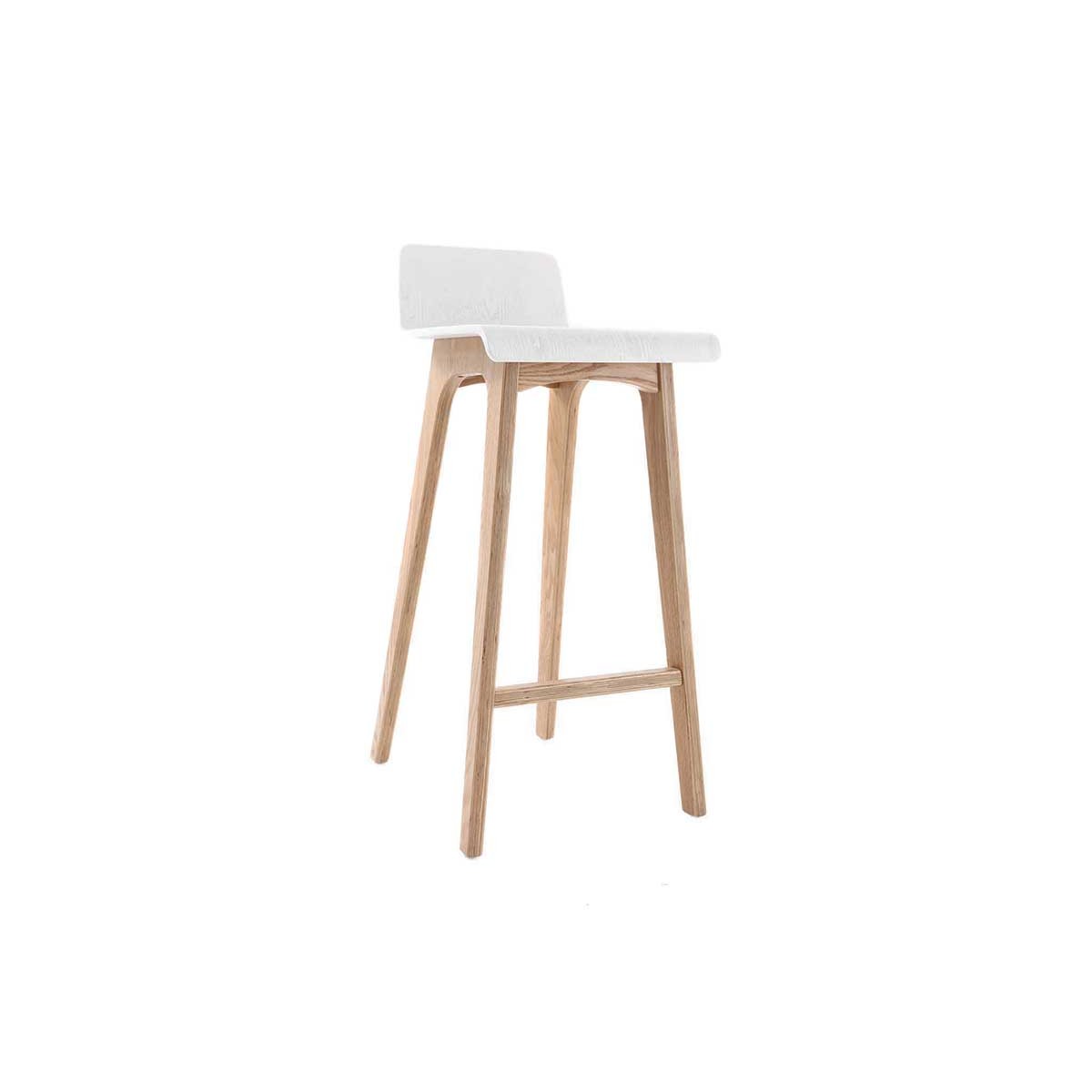 Tabourets de bar scandinaves blancs et bois clair H75 cm (lot de 2) BALTIK