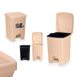 Cestino crema con pedale e secchio estraibile, design "elegance" 20L.
