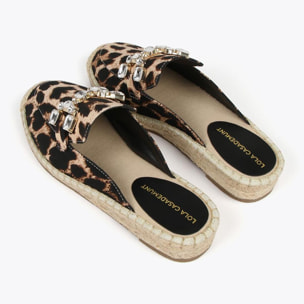 Espadrillas basse stampa animalier dettaglio strass
