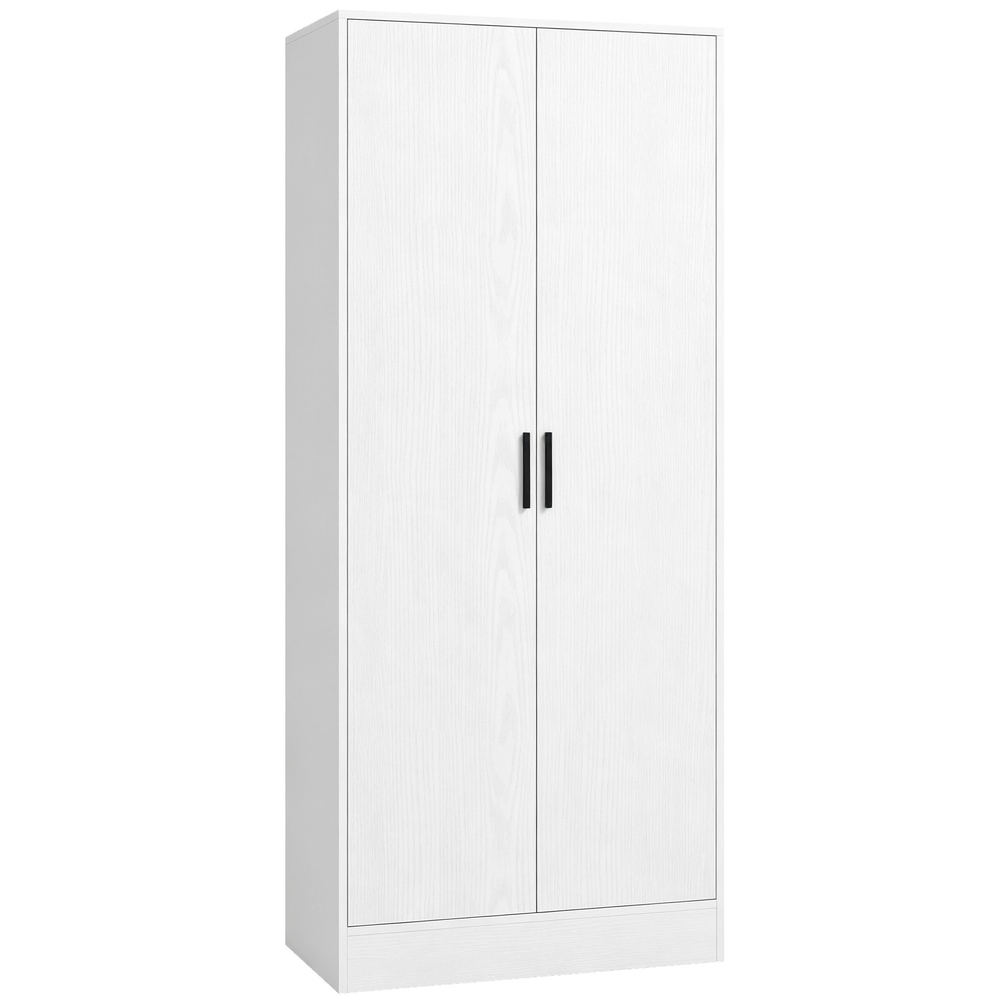 HOMCOM Armario Dormitorio Moderno, Armario Ropero con Barra para Colgar, Estantes, 70x37x164 cm, para Salón, Entrada, Blanco