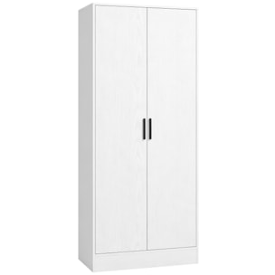 HOMCOM Armario Dormitorio Moderno, Armario Ropero con Barra para Colgar, Estantes, 70x37x164 cm, para Salón, Entrada, Blanco