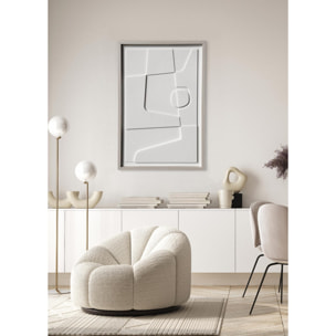 Cuadro Curves resina 3D texturizado blanco 90x60x4 cm