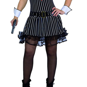 Costume Travestimento Carnevale Gangster Lady Nero Bianco Rosso Donna