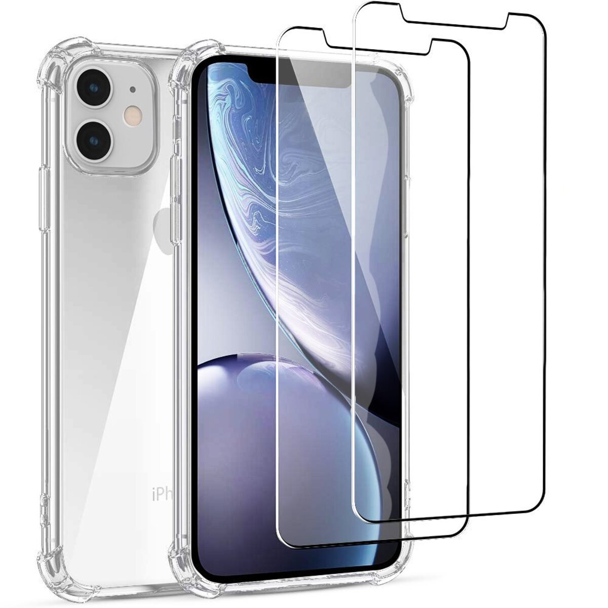 Coque iPhone 11 Antichoc Silicone + 2 Vitres en verre trempé Protection écran