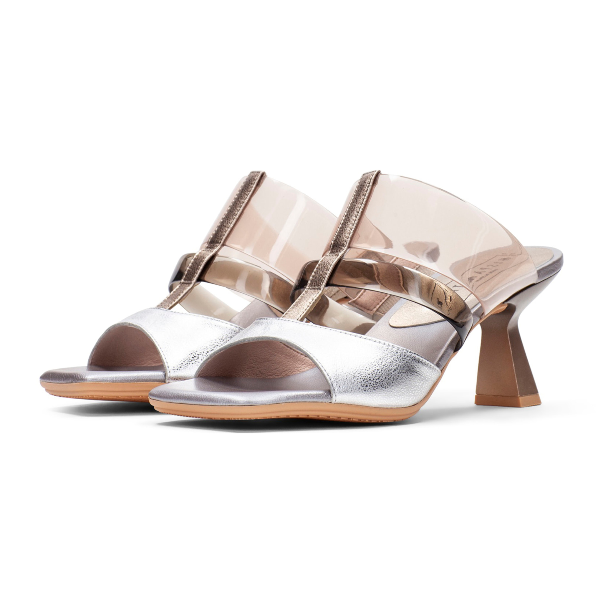 Sandalia Destalonada Danielle Plata oro 6 cm