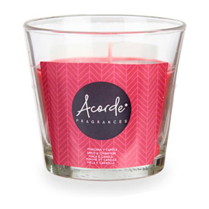 Pack 12 velas vaso, aroma a manzana y canela. Hasta 28h de duración.