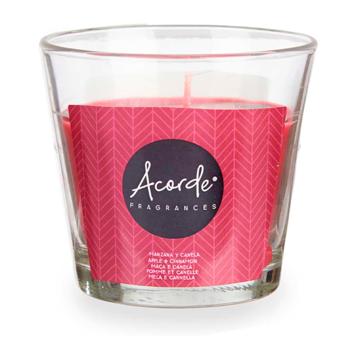 Pack 12 velas vaso, aroma a manzana y canela. Hasta 28h de duración.