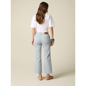 Oltre - Pantaloni cropped in drill misto cotone - Azzurro