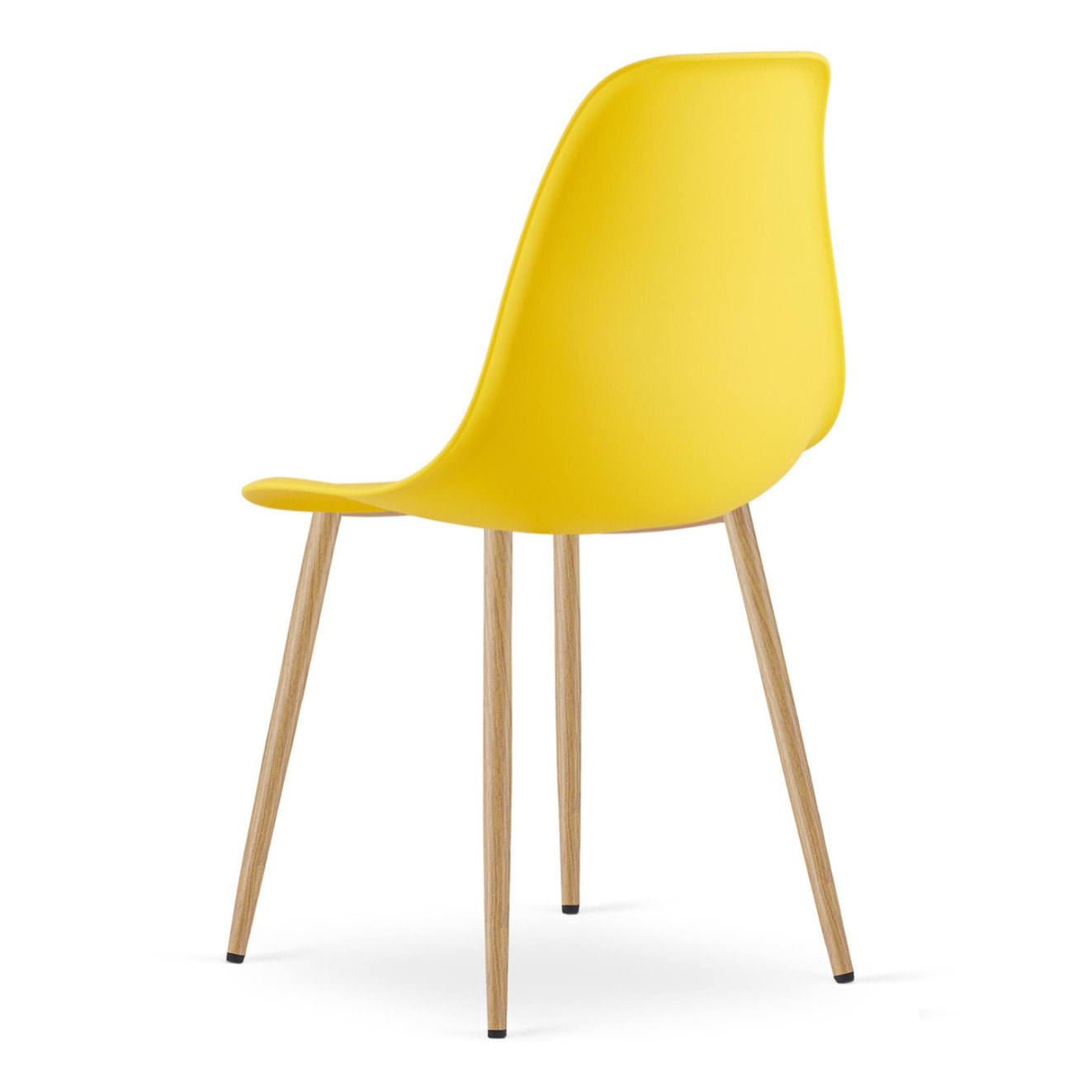Set di 4 Sedie WAT Gialle con Gambe Effetto Legno