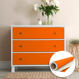 Rouleau adhésif décoratif Vinyle au Mètre - Orange - Sticker Lavable Imperméable Mur Cuisine Meubles