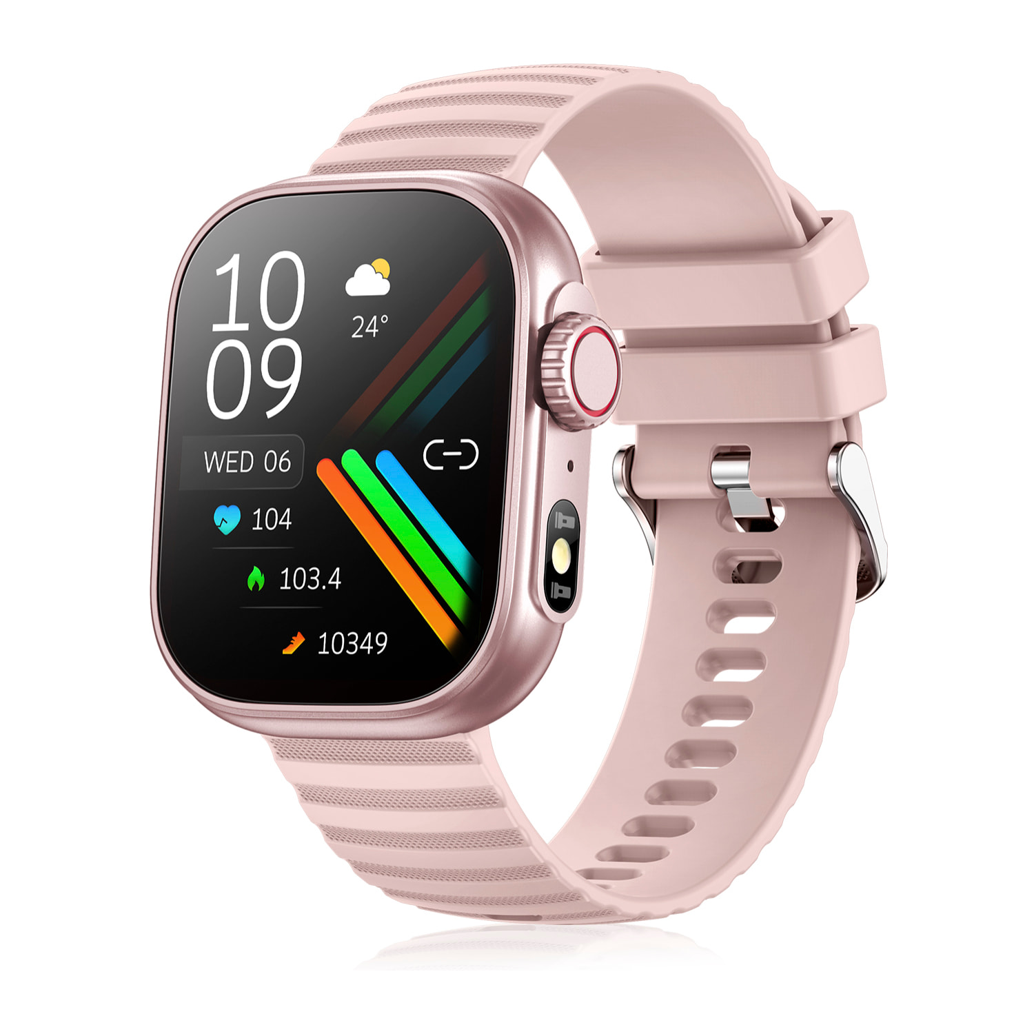 DAM Smartwatch ZW39 con notificaciones de Apps, llamadas Bluetooth. Monitor de tensión y oxígeno en sangre. 3,7x1,1x4,7 Cm. Color: Rosa