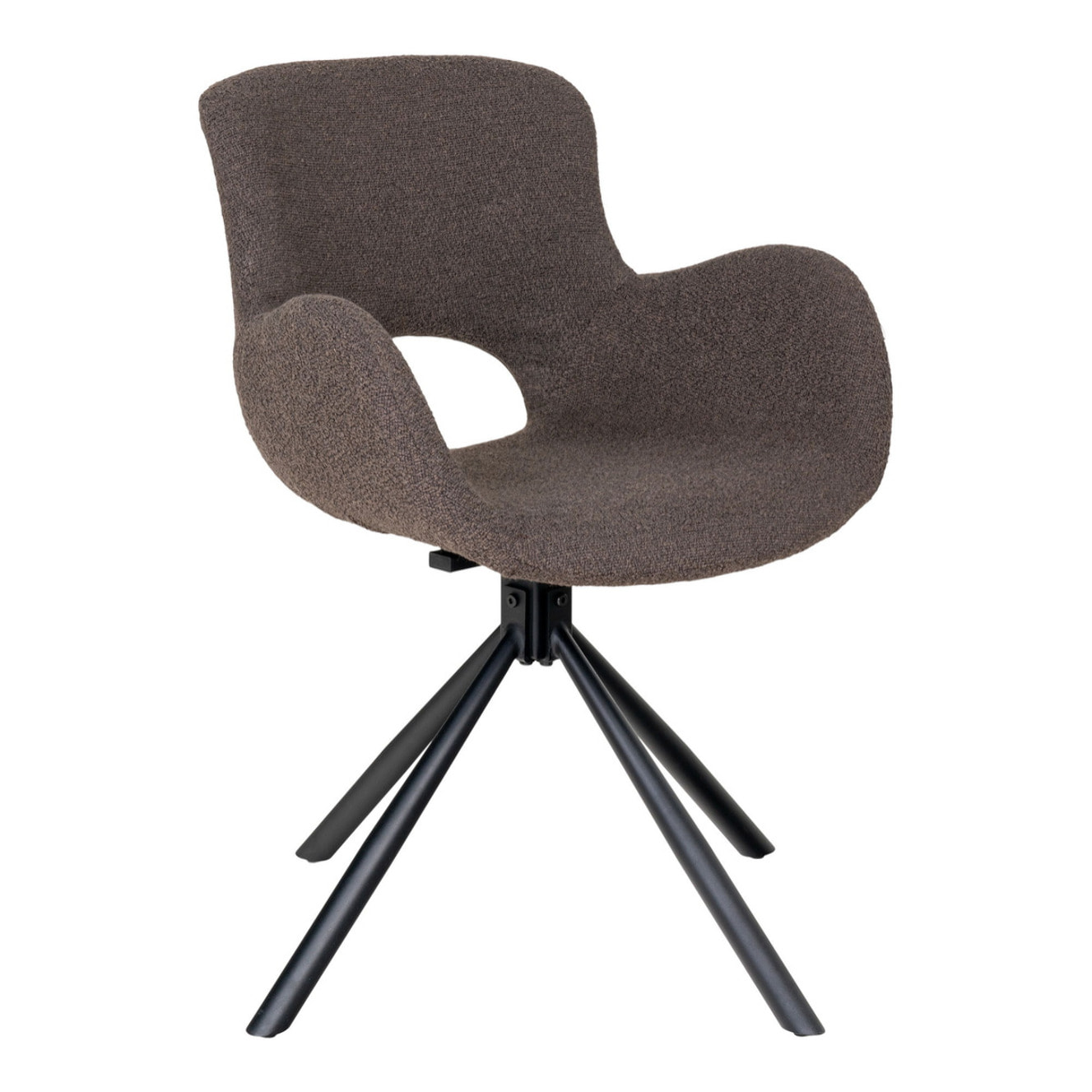 Set 2 sedie girevoli da pranzo Amorim in bouclé mushroom con gambe nere