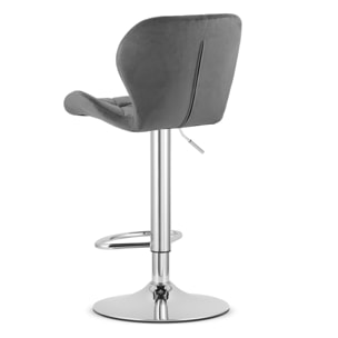 Sgabello alto West in velluto grigio con base cromata