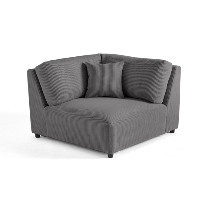 Garance - module d'assise d'angle réversible - en velours côtelé - Gris foncé