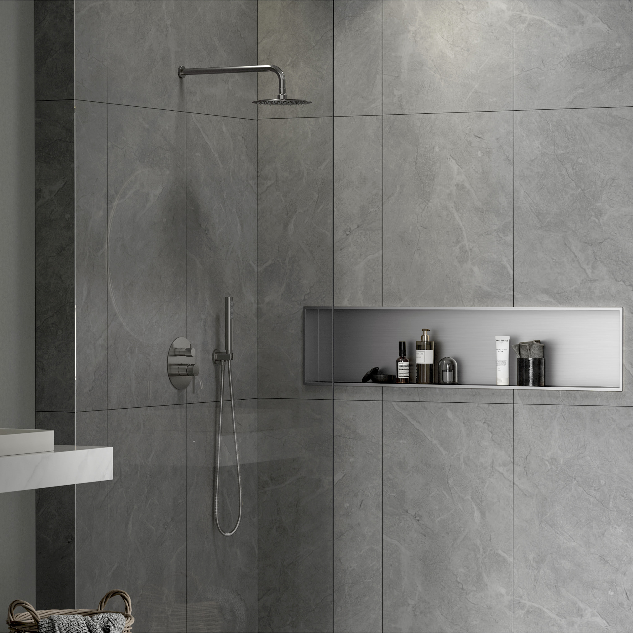 Timeless Niche de Douche à encastrer, Acier Inoxydable 304, 120x28x10cm, Chrome brossé