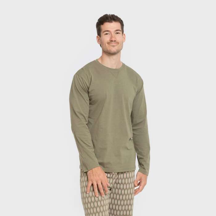 Pigiama lungo in cotone da uomo arpani verde