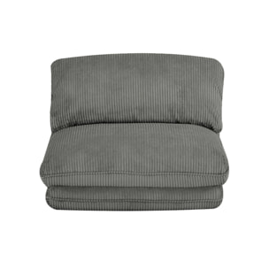 Chauffeuse matelas gris convertible velours côtelé grosse côte 1 place Cosy