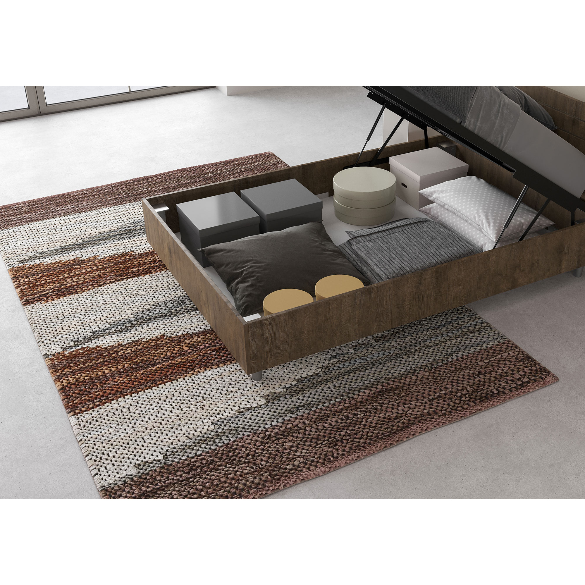 Letto una piazza e mezza contenitore 120x190 noce Nuamo