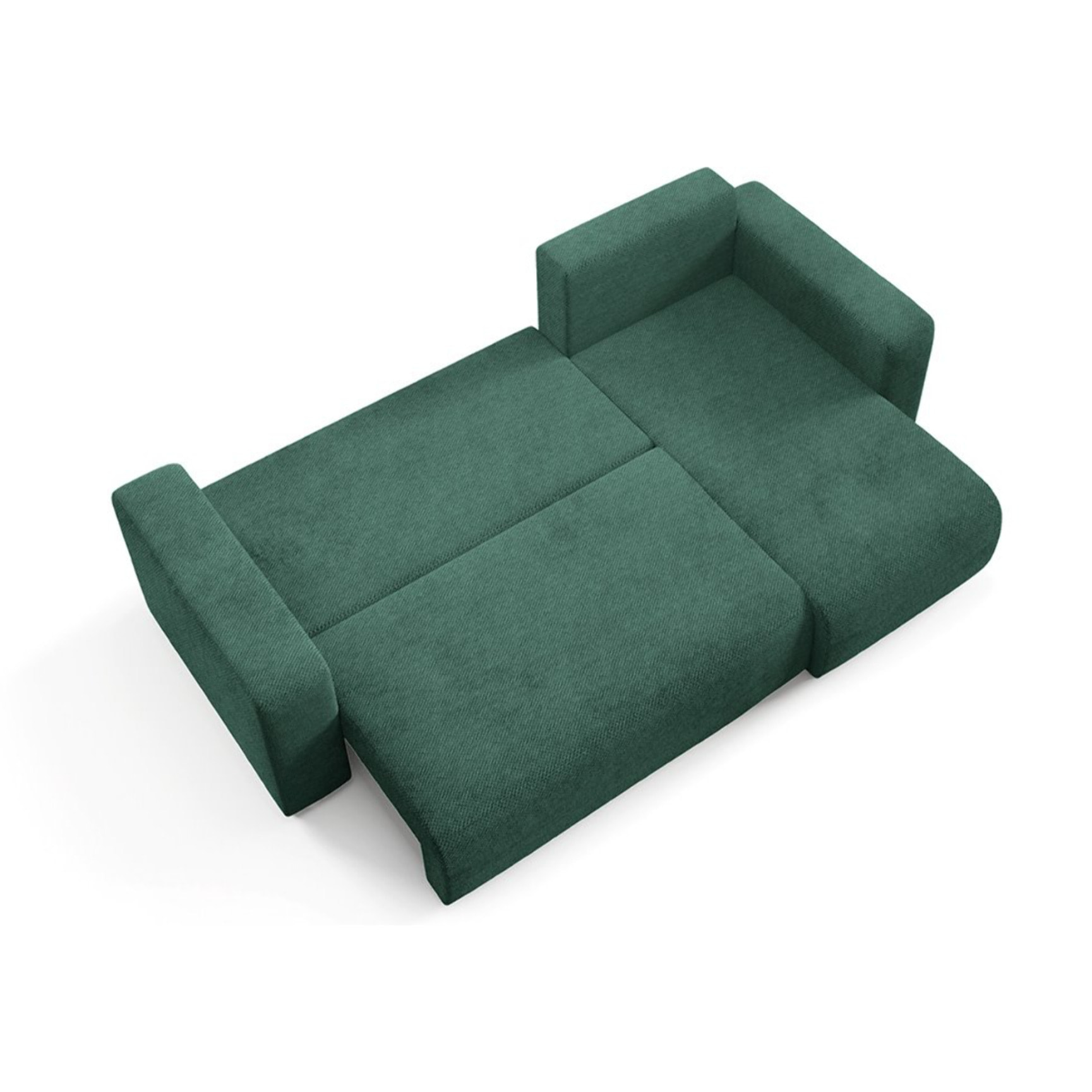 GLORIA - Canapé d'angle droit convertible 4 places en tissu vert