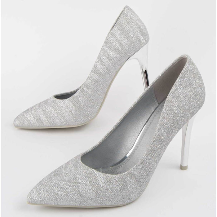 Zapato De Tacón - Plateado - Altura: 10 Cm