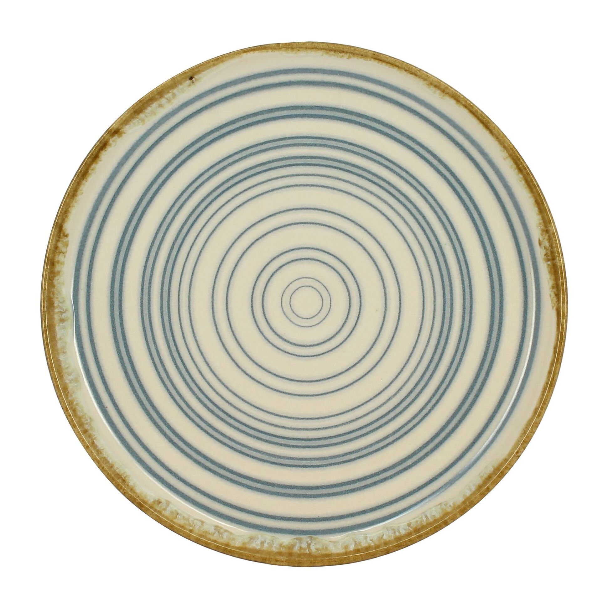 Lot de 6 assiettes à dessert spirale 21cm en faïence bleu et beige  SPIRALE