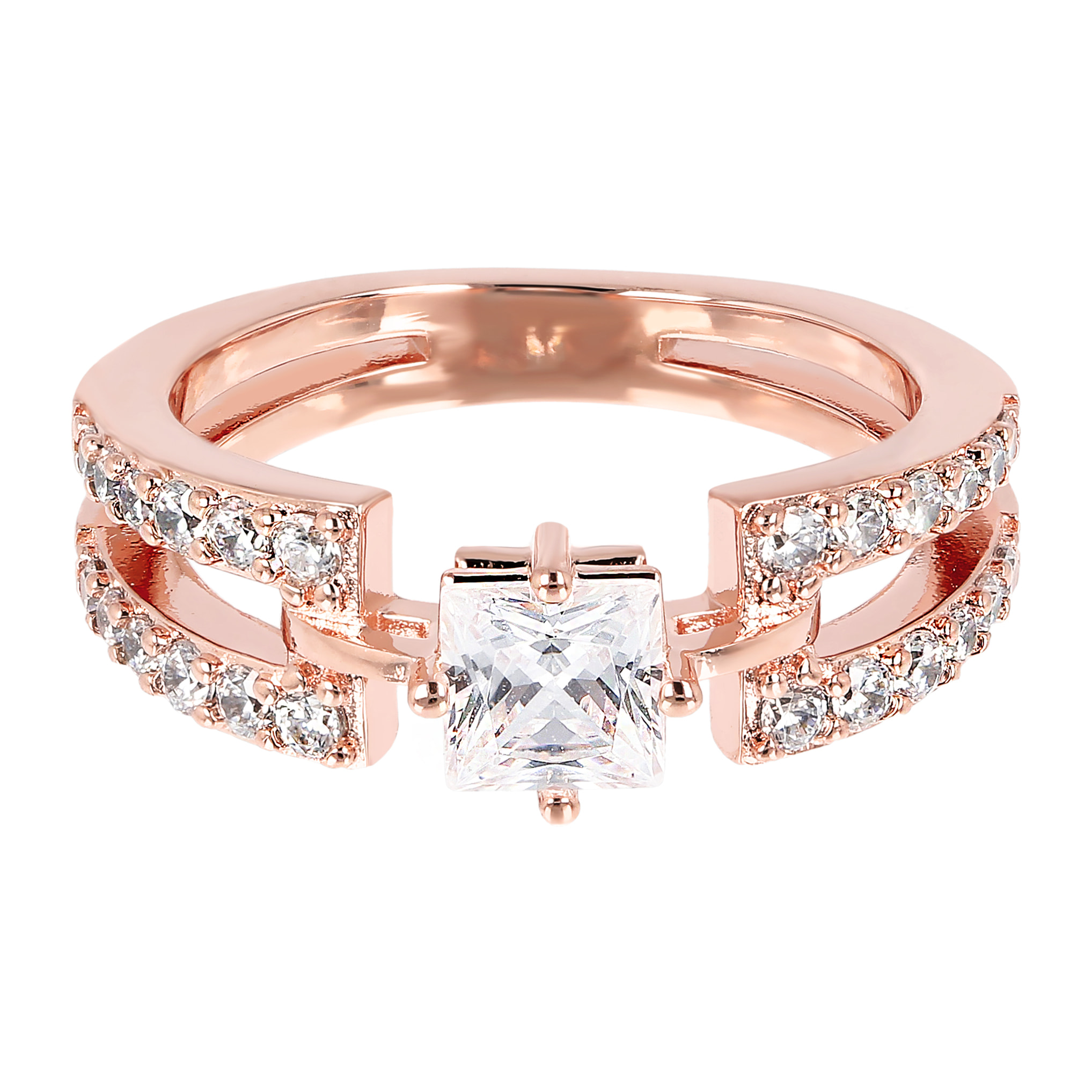 Anello Solitario con Doppio Filo in Cubic Zirconia