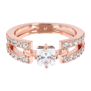 Anello Solitario con Doppio Filo in Cubic Zirconia